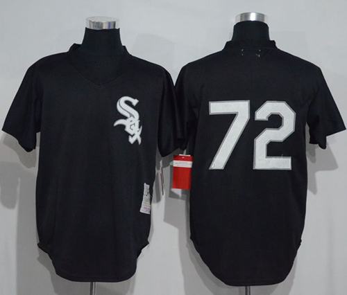 Mitchell And Ness 1993 White Sox #72 Carlton Fisk Black Throwback Stitched MLB Jersey - Click Image to Close